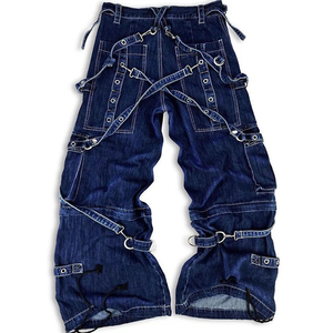 Custom Vintage Winter Streetwear Hip Hop Trendy Washed Denim <b>Jeans</b> Stonewashed Casual Baggy Loose Fit Straight 100% Cotton Men - Product Image 3