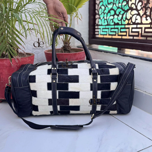 Sac de voyage unisexe en cuir de vachette de haute qualité 2026, motif à carreaux, fait main, multi-usages, grande taille, sac de sport - Product Image 1