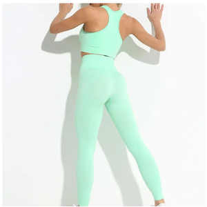 Conjunto de Yoga al por Mayor con el Último Diseño y Logotipo Personalizado, Ropa Deportiva, Leggings de Compresión, Conjunto de Yoga de Cintura Alta - Product Image 4