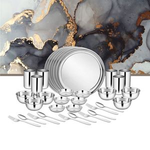 Stainless Steel 36 PCS Dinner Set for 6 People Shagun Premium <b>Dinnerware</b> Sets - Product Image 1