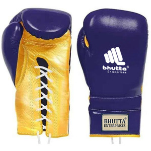 Ensemble de boxe en cuir véritable durable OEM, logo personnalisé, jaune et bleu, équipement d'entraînement pour salles de sport professionnelles et entraînement MMA - Product Image 4