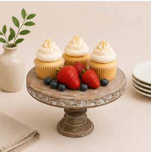 Eco-Friendly Solid Wood White Wash Cake Pedestal Elegant Distressed Finish <b>Cupcake</b> Holder For Luxury Event Catering Restaurant - Product Image 4