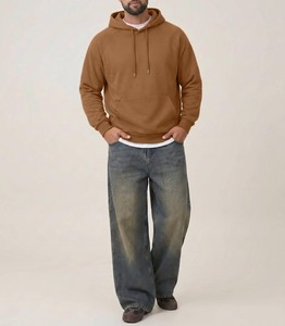 <b>Mens</b> Drop Shoulder Oversized Solid Hoodie Contemporary Urban Streetwear Pullover Soft Fleece Fabric Breathable Relaxed Fit - Product Image 4