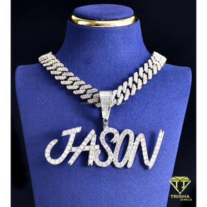 Luxury Moissanite Diamond Custom <b>Name</b> Necklace Sparkling Script Pendant With Iced Out Cuban Link Chain Trendy Hip Hop Statement - Product Image 3
