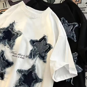 Nouveauté T-shirt surdimensionné personnalisé 100% coton style streetwear pour femmes et hommes, manches courtes, broderie, motif imprimé - Product Image 1