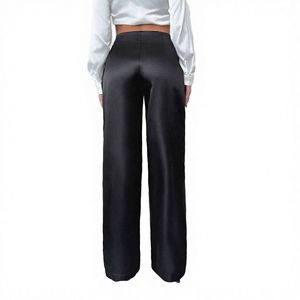 Mid-Waisted Straight Women's Pants <b>Trousers</b> <b>Elastic</b> <b>Waist</b> 100% Cotton Solid Casual Autumn Canvas Breathable Eco-Friendly Quick - Product Image 1