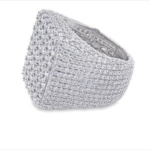 Iced Out Silver Plated 925 Sterling Silver VVS Moissanite <b>Diamond</b> Fashionable Hip Hop Style <b>Diamond</b> <b>Ring</b> - Product Image 3