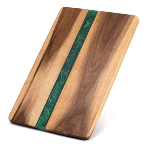 Tabla de cortar de resina epoxi y madera con diseño de río, con asa, forma cuadrada, bloque de corte de madera y resina epoxi - Product Image 4