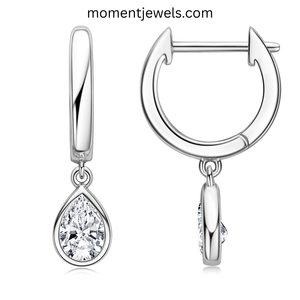 Elegant S925 <b>Silver</b> Moissanite <b>Drop</b> <b>Earrings</b> Sparkling Round Cut Droplet <b>Earrings</b> for Women Fashion Accessories - Product Image 1