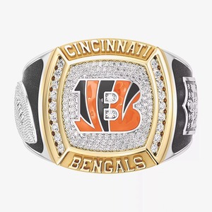 Anillo de Moissanita Personalizado de Dos Tonos para Hombre, Estilo Hip Hop, con Diseño de la Universidad de Cincinnati Bengals, de Aleación, para Campeonato o Clase de Secundaria - Product Image 1