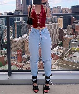 Top Corto de Cuero Genuino sin Mangas para Mujer, Ajuste Delgado, Estilo Urbano, Fabricante, Suministro al por Mayor - Product Image 3