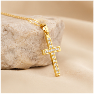 Pendentifs et breloques en or massif 10K, mini croix angulaire personnalisée, sertie de diamants naturels, pour la communion chrétienne, bijoux fins, tendance et très demandés - Product Image 3