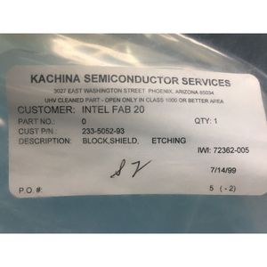 API 233-5052-93BLOCK, SHIELD, ETCHING, 141271 - อุปกรณ์และชิ้นส่วนเซมิคอนดักเตอร์ระดับโลกที่เชื่อถือได้ - Product Image 1