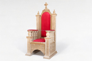 Trône papal religieux antique de luxe en bois massif sculpté à la main, couleur personnalisée, siège moderne Ardena CF-099 - Product Image 3