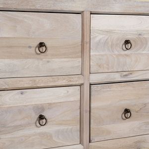 Commode en bois de récupération, rustique, faite à la main, finition naturelle, huit tiroirs, pour chambre et salon - Product Image 2