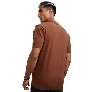2026 hombres medio botón verano Color sólido tejido para Polo logotipo personalizado Slim Fit media manga Golf pulóver suéter hecho Terry - Product Image 4