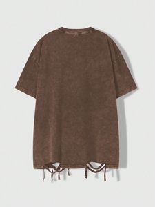 เสื้อยืดทรงโอเวอร์ไซส์ ผ้าคอตตอน ล้างสีแบบแอซิดวอช สไตล์วินเทจ สตรีทแวร์ พิมพ์ลายกราฟิก ไซส์พลัส สำหรับผู้ชาย - Product Image 2