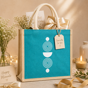 Geometric Pattern Eco-Friendly Jute Tote <b>Bag</b> <b>Medium</b> <b>Size</b> Top Handle Beach & Groceries Shopping <b>Bag</b> - Product Image 6