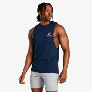 PAHRA SPORTS INDUSTRY OEM Camiseta sin mangas personalizada para hombre de poliéster/algodón, transpirable, de punto, para gimnasio, de secado rápido, cuello redondo, informal - Product Image 2