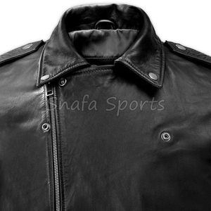 Chaqueta de Cuero Negra para Hombre, Estilo Motero, Corte Ajustado, a la Moda, para Invierno - Product Image 3