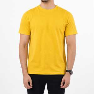 T-shirt en coton pour homme, col ras du cou, manches courtes, respirant, séchage rapide, coupe classique, couleur unie, vêtement décontracté, 100% coton jersey tricoté - Product Image 4