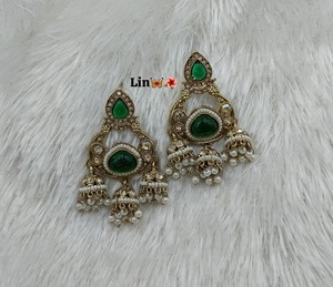 Pendientes de Perlas y Piedras de Diseño Étnico Tradicional, de Alta Calidad, Chapados en Oro con Aleación de Zinc, Regalo para Mujer - Product Image 4