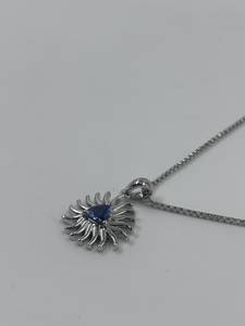 Collier Pendentif Soleil en Argent Sterling 925 avec Saphir Bleu Trillion, Plaqué Rhodium, Charm Solitaire Classique, Cadeau Minimaliste - Product Image 6