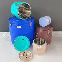 Ensemble de 6 pièces en acier inoxydable, baril isotherme, usage commercial, grande capacité, écologique, pour la conservation des aliments, chauffe-plats, stockage alimentaire