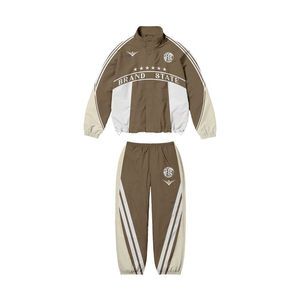 ชุดวอร์มกันลมไนลอนผู้ชายสีดำ ชุดกีฬาแบบมีซิป เสื้อแจ็คเก็ตวอร์ม กางเกงวอร์ม ชุดออกกำลังกาย ชุดกีฬา OEM - Product Image 6