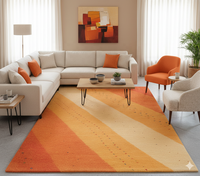 Moderner Ombre Blumen-Baumwollteppich Gewebter Orange-Gelb Farbverlauf Teppich Maßgefertigter Hochwertiger Waschbarer Gabbeh-Teppich mit Latex-Rückseite