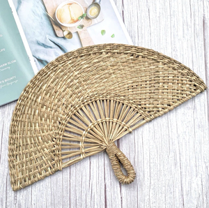 Abanico de mano de hierba marina de Vietnam, tejido a mano, material natural, herramienta de refrigeración, decoración de estilo rústico, recuerdo de boda, artículo de regalo - Product Image 2