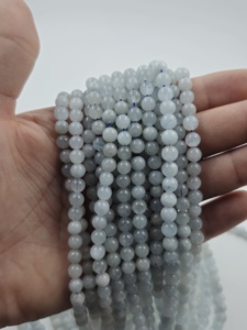 Cuentas Redondas Sueltas de Aguamarina Natural para la Elaboración de Joyas - Product Image 3
