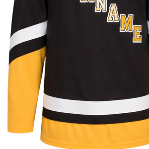 Camiseta de Hockey sobre Hielo Negra y Dorada, Manga Larga, Transpirable, de Secado Rápido, Absorbe la Humedad, Uniforme Deportivo para Equipo, Práctica y Entrenamiento para Adultos - Product Image 4