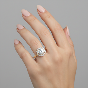 แหวนหมั้นชุบทองคำสีกุหลาบประดับเพชรทรงดอกไม้ Stonewels - ได้รับการรับรอง - Product Image 6