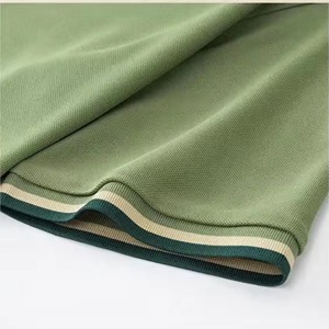 Polo à manches courtes vert pour homme, en coton piqué respirant, couleur unie, boutons, coupe classique, tissu tricoté - Product Image 3