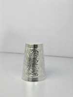 Verre à Lassi en Cuivre 999.9 Revêtu d'Argent, Gaufré, Fait Main, Traditionnel Indien, Résistant à la Chaleur, Léger, Écologique, 250ml
