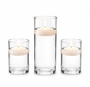 Cylinder Glass <b>Candle</b> <b>Holders</b> Set of 3 Straight Heat Resistant Reusable Valentine's Day Candlesticks Home Decoration - Product Image 1