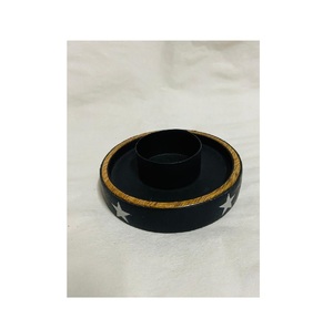 New Design Black Wooden Candle <b>Holder</b> <b>Stand</b> Elegant Showcase <b>Plate</b> for Living Room and Home with Wood Lanterns and Candle Jars - Product Image 1