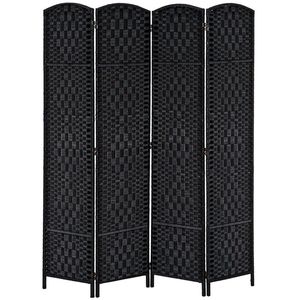 Paravento Pieghevole a Quattro Pannelli Nero, Divisorio per Camera da Letto, Separatore per Ambienti - Product Image 5