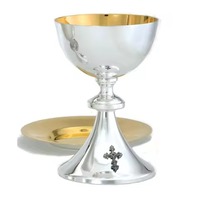 Calice d'Eucharistie Religieux en Laiton Plaqué Or, Fabrication Artisanale, Vaisselle de Communion Traditionnelle, Décoration Maison Antique et Moderne, Église