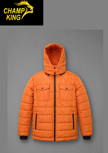 Men's Orange Puffer <b>Jacket</b> Quilted Down Coat Stand Collar <b>Zip</b> <b>Up</b> Casual Winter Outerwear - Product Image 6