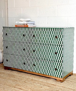 Premium Green Geometric Pattern Bone Inlay <b>Chest</b> of Drawers Handmade <b>Storage</b> Cabinet for Interior Decoration - Product Image 4