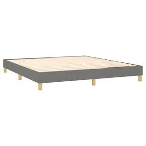 Cadre de lit king-size gris foncé en bois d'ingénierie avec contreplaqué polyester, rembourré, élégant et confortable - Product Image 4