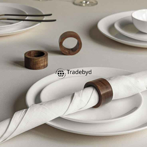 Anneaux de serviette classiques en bois de qualité supérieure, faits à la main, durables et écologiques, accessoires décoratifs pour table de mariage par Tradebyd - Product Image 6