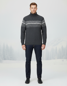 Pull d'hiver pour homme à manches longues, couleur unie, tricot biologique, séchage rapide, respirant, anti-plis, doux - Product Image 6