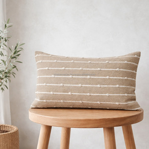 Mid Striped Woven Lumbar 12X20 Cushion Cover Indian Handmade Durable Elegant <b>Sofa</b> <b>Chair</b> <b>Bed</b> Decor Handwoven Pillowshams - Product Image 6