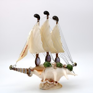 Modèle de navire porte-conteneurs en coquillages, décoration nautique, prix bas, figurine miniature de bateau en coquillages - Product Image 5