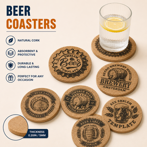Beer <b>Coasters</b> Custom Cork Laser Engraved <b>Coasters</b> with Logo Printed <b>Drink</b> <b>Coasters</b> Wholesale OEM Factory Low MOQ - Product Image 1