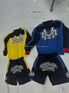 Ensemble de survêtement décontracté pour homme Money Mafia, imperméable, couleur unie, veste zippée à manches longues, short à cordon de serrage, respirant - Product Image 4