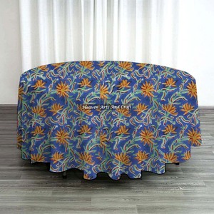 Nuevo mantel redondo de algodón con estampado floral chic de 60 pulgadas, hecho a mano, para exteriores, hogar y bodas, para cenas, fiestas y banquetes. - Product Image 3